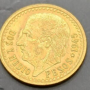 MEXICO. AÑO 1945. DOS PESOS Y MEDIO ORO.PESO 2,06 GR