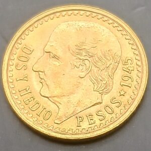 MEXICO. AÑO 1945. DOS PESOS Y MEDIO ORO. PESO 2,06 GR