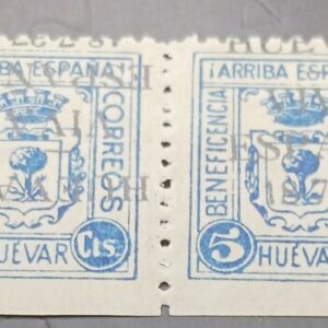 HUEVAR ( SEVILLA ) EDIFIL 125 *. PAREJA HORIZONTAL SOBRECARGADA.