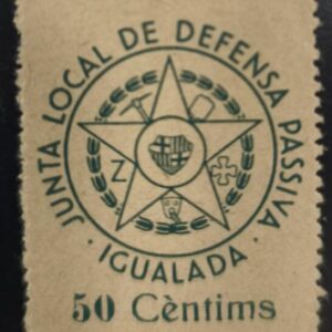 IGUALADA. EDIFIL 47 *. 50 CTS VERDE JUNTA LOCAL DE DEFENSA