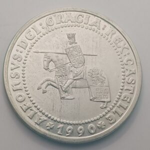 AÑO 1990. 5 ECUS PLATA " ALFONSO X DE CASTILLA ". PESO 33,62 GR