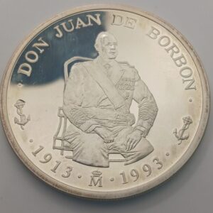 AÑO 1993. 5  ECUS PLATA " D JUAN DE BORBON ". PESO 33.62 GR