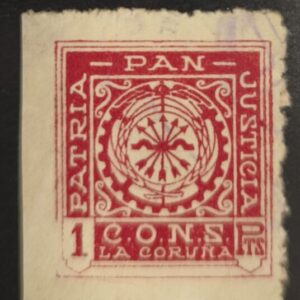 LA CORUÑA. EDIFIL 87 US. 1 PTA VIOLETA OSCURO PAN JUSTICIA....