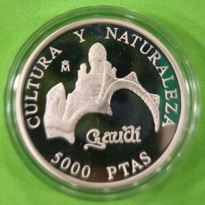 AÑO 1996. 5000 PTAS PLATA CULTURA Y NATURALEZA, GAUDI. PESO 54 GR