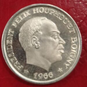 COSTA DE MARFIL. AÑO 1966. 10 FRANCOS PLATA. PESO 25 GR