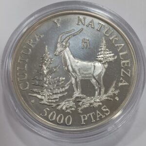 AÑO 1995. 5000 PTAS PLATA CULTURA Y NATURALEZA "CABRA HISPANICA". PESO 54 GR