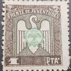 EDIFIL 207 * 1 PTAS GRIS OSCURO Y VERDE FRENTE DE JUVENTUDES.