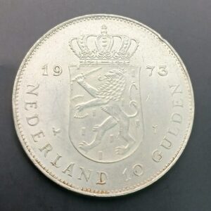 HOLANDA. AÑO 1973. 10 GULDEN PLATA " REINA JULIANA ". PESO 25,1 GR