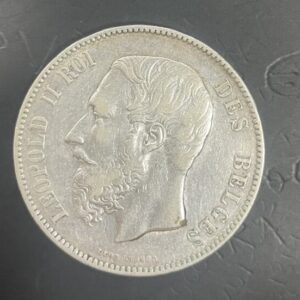 BELGICA.AÑO 1873. 5 FRANCOS PLATA  LEOPOLDO II.PESO 24,9 GR