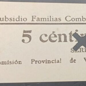 VALLADOLID EDIFIL 20 * 5 CTS SUBSIDIO FAMILIAS COMBATIENTES.