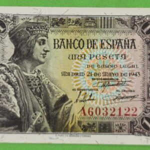 EDIFIL 447a. 1 PTA 21 DE MAYO 1943 SERIE A, SIN CIRCULAR.