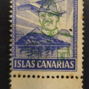 CANARIAS. EDIFIL 51 *. 5 CTS VIOLETA SOBRECARGA SILUETA GENERAL FRANCO EN VERDE.