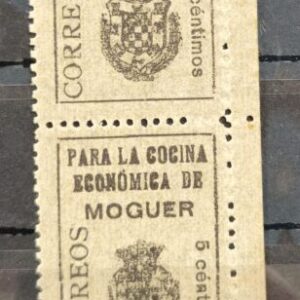 MOGUER (HUELVA) EDIFIL 8 * 5 CTS PAREJA VERTICAL CAPICUA.