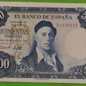 EDIFIL 468b. 500 PTAS 22 DE JULIO 1954 SERIE U. SIN CIRCULAR.