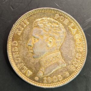 AÑO 1905. ALFONSO XIII. 2 PTAS PLATA. PESO 10 GR