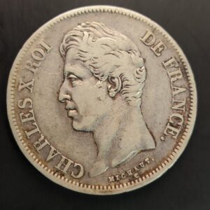 FRANCIA. AÑO 1828. CARLOS X. 5 FRANCOS PLATA ROUEN. PESO 24,7 GR