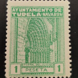 TUDELA ( NAVARRA ) EDIFIL 11*  1 PTA VERDE PORTAL DEL JUICIO