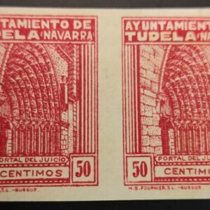 TUDELA ( NAVARRA). EDIFIL 10s * 50 CTS ROJO PORTAL DEL JUICIO