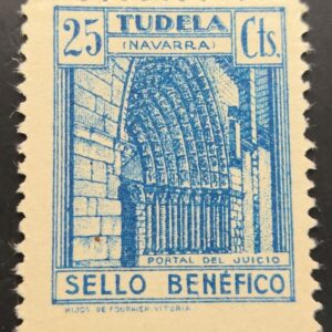 TUDELA ( NAVARRA ) EDIFIL 5 * 25 CTS AZUL PORTAL DEL JUICIO.
