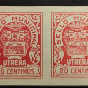 UTRERA (SEVILLA). EDIFIL 8s *. 20 CTS ROJO PAREJA SIN DEENTAR