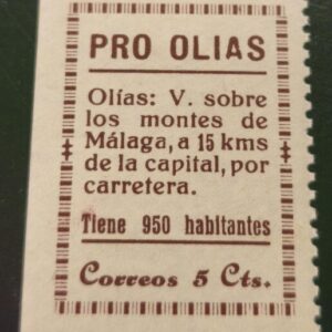 OLIAS (MÁLAGA). EDIFIL 3 * 5 CTS CASTAÑO PRO OLIAS.
