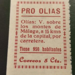 OLIAS (MÁLAGA). EDIFIL 4 *. 5 CTS CARMÍN PRO OLIAS.
