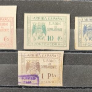 PONTEVEDRA. EDIFIL 34s/36s - 37s SUBSIDIO AL COMBATIENTE.