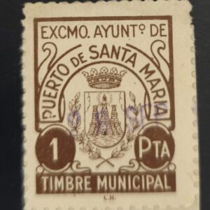 PUERTO DE SANTA MARÍA (CÁDIZ). EDIFIL N/C. 1 PTA CASTAÑO TIMBRE MUNICPAL.