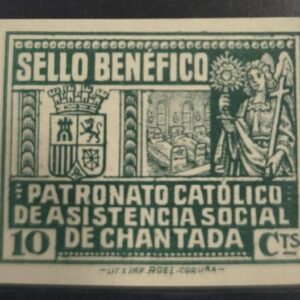 RIBADEO (LUGO). EDIFIL 4s *. 10 CTS VERDE PATRONATO CATÓLICO.