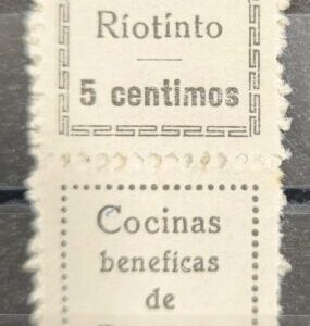 RIO TINTO (HUELVA). EDIFIL 9 *. 5 CTS NEGRO COCINAS BENÉFICAS.