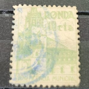 RONDA (MÁLAGA). EDIFIL 8 US. 10 CTS VERDE BENEFICENCIA MUNICIPAL.