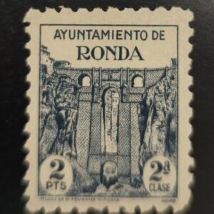 RONDA (MÁLAGA). EDIFIL N/C *. 2 PTAS AZUL AYUNTAMIENTO DE RONDA  2ª CLASE.