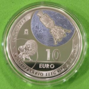 AÑO 2019. 10 EUROS PLATA 50 ANIVERSARIO LLEGADA A LA LUNA. PESO 27 GR