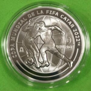AÑO 2021. 10 EUROS PLATA COPA MUNDIAL FUTBOL QATAR. PESO 27 GR