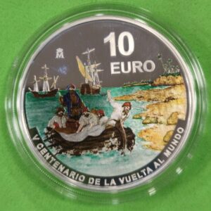 AÑO 2021. 10 EUROS PLATA " V CENTENARIO VUELTAL AL MUNDO". PESO 27 GR