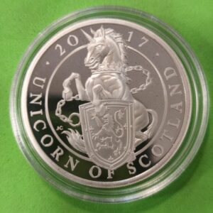 REINO UNIDO.AÑO 2017. 2 LIBRAS PLATA (999) UNICORNIO. PESO 31,21 GR