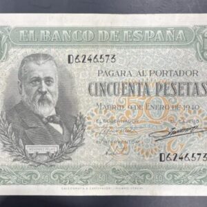 EDIFIL 437a. 50 PTAS 9 ENERO 1945 SERIE D. CONSERVACIÓN MBC.