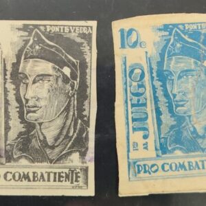 PONTEVEDRA. EDIFIL 40/41 * 5 CT NEGRO Y 10 CT AZUL PRO COMBATIENTE.