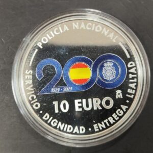 AÑO 10 EUROS PLATA " BICENTENARIO POLICIA NACIONAL ". PESO 27 GR