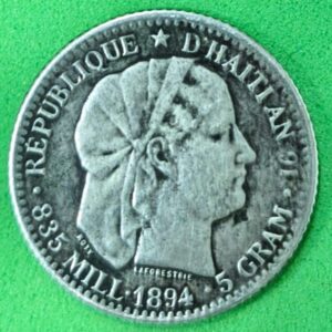 HAITI AÑO 1894 20 CENTIMOS PLATA (835). PESO 4,5 GR