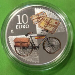 AÑO 2025. 10 EUROS PLATA 175 ANIVERSARIO PRIMER SELLO DE ESPAÑA.PESO 27GR
