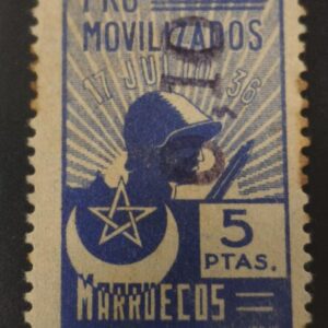 MARRUECOS. EDIFIL 18 *. 10 CTS 5 PTAS AZUL PRO MOVILIZADOS.