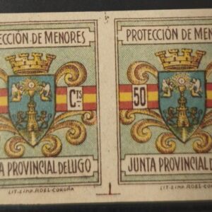 LUGO. EDIFIL 35s * 50 CTS PROTECCION DE MENORES. PAREJA SIN DENTAR.
