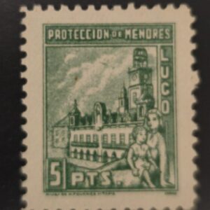 LUGO. EDIFIL NO CATALOGADO. 5 PTAS VERDE PROTECCION DE MENORES.