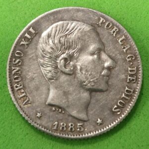 AÑO 1885. 20 CTS DE PESO PLATA ALFONSO XII MANILA. PESO 5,2 GR