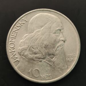 CHECOESLOVAQUIA. AÑO 1957. 10 CORONAS PLATA (500) " J.A KOMENSKY . PESO 12 GR