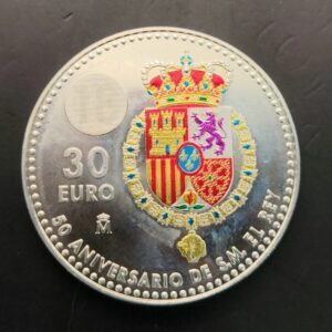 AÑO 2018.  30 EUROS PLATA " 50 ANIVERSARIO S.M EL REY " PESO 18 GR