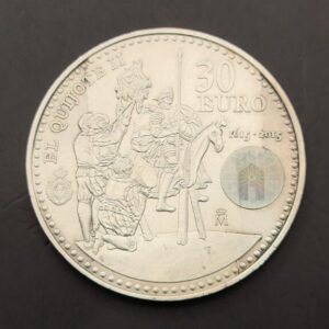 AÑO 2015. 30 EUROS PLATA  " EL QUIJOTE ". PESO 18 G