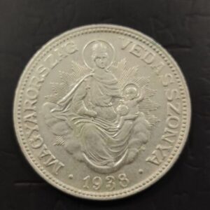 HUNGRIA. AÑO 1938. 2 PENGOS PLATA " VIRGEN CON EL NIÑO ". PESO 9,8 GR