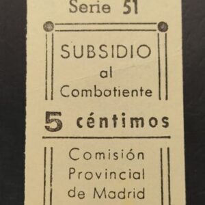 MADRID. EDIFIL 19 *. 5 CTS NEGRO SUBSIDIO AL COMBATIENTE.